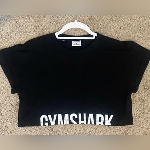Gymshark Black Fraction Logo Crop Top Short Sleeve Shirt